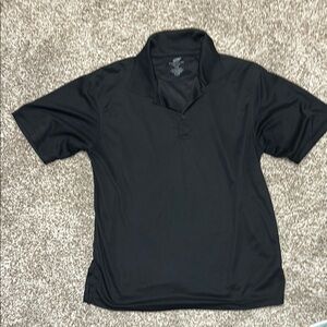 Classic Black Polo Shirt with Ribbed Cuffs